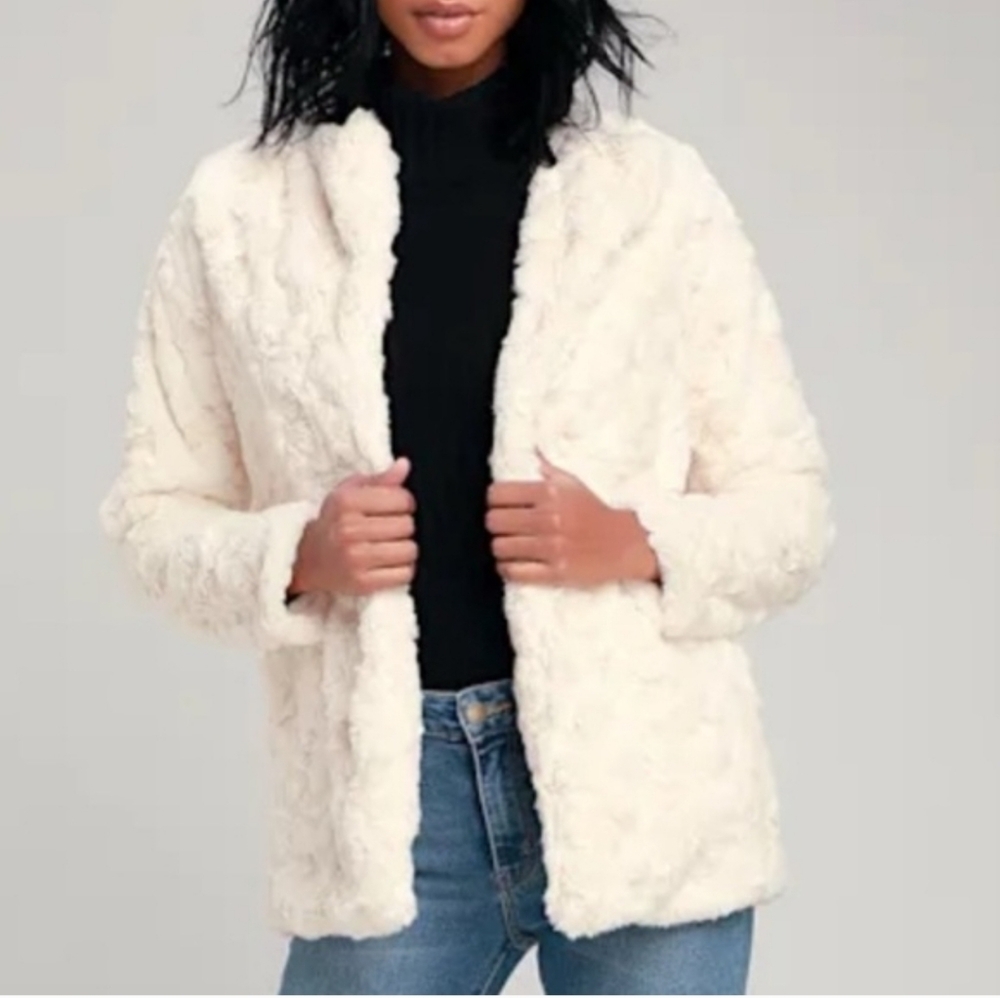 🤍Sage & Sadie Soft Cream Fluffy Faux Fur Fluffy Jacket Coat - Picture 15 of 16